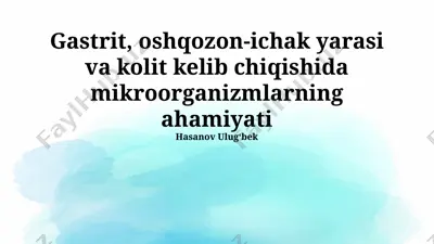 gastrit, oshqozon-ichak yarasi va kolit kelib chiqishida mikroorganizmlarning ahamiyati — PPTX