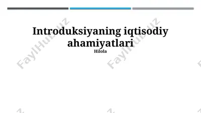kirish investitsiyalari va daromadlar — PPTX