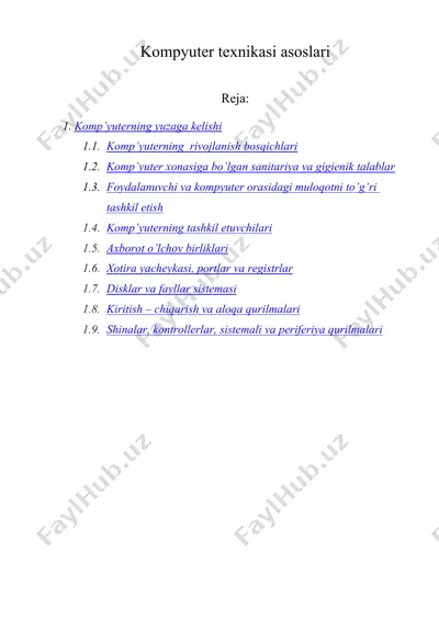 kompyuter texnikasi asoslari — DOC