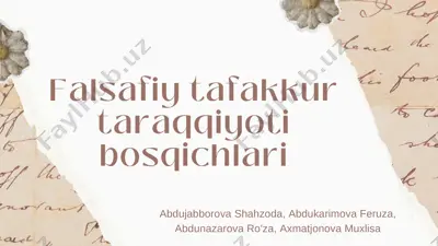 falsafiy tafakkur tarraqiyoti bosqichlari — PDF