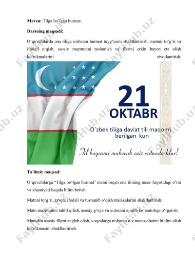 matn: tilga bo’lgan hurmat — DOCX