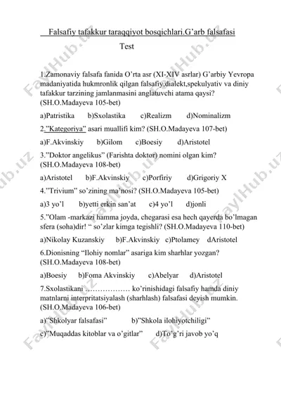 falsafiy tafakkur taraqqiyot bosqichlari. g’arb falsafasi — DOCX