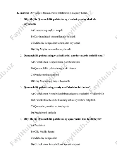 oliy majlis qonunchilik palatasining huquqiy holati — DOCX