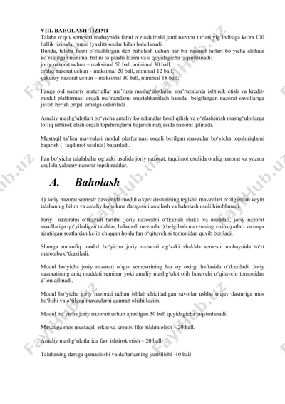 baholash tizimi — DOC