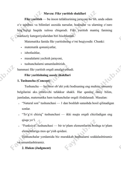 fikr yuritish shakllari — DOCX