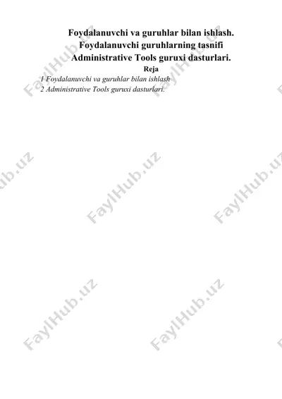 foydalanuvchi va guruhlar bilan ishlash. foydalanuvchi guruhlarning tasnifi — DOC