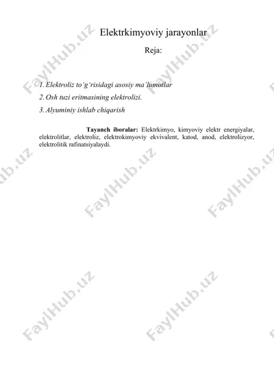 elektrkimyoviy jarayonlar — DOC