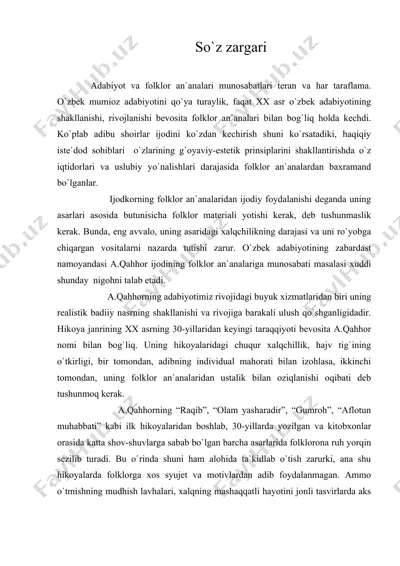 so`z zargari- abdulla qahhor — DOC