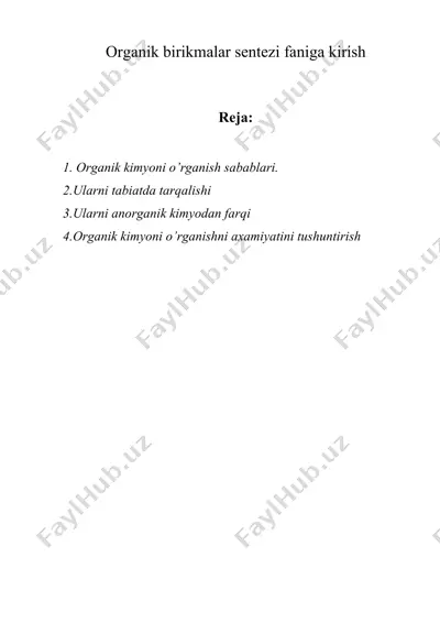 organik birikmalar sentezi faniga kirish — DOC