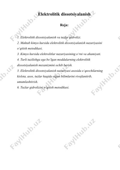 elektrolitik dissotsiyalanish — DOC