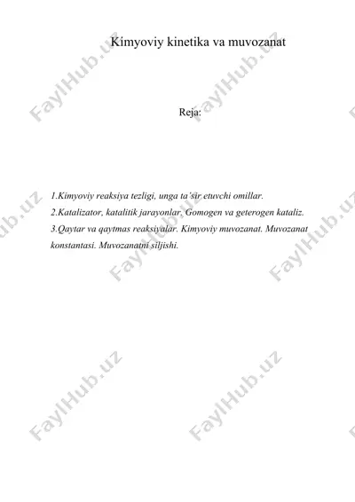 kimyoviy kinetika va muvozanat — DOC