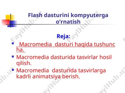 flash dasturini kompyuterga o’rnatish — PPT