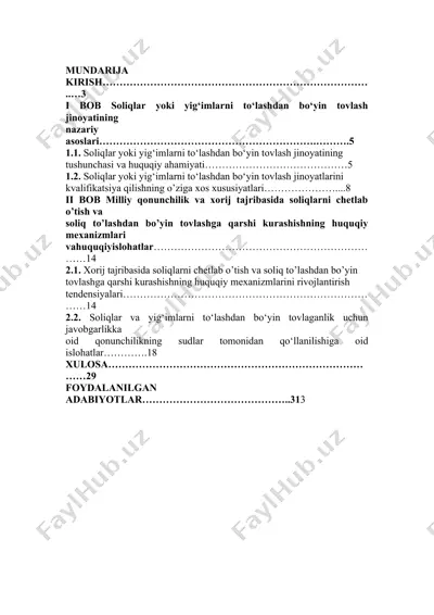soliqlar yoki yig‘imlarni to‘lovlarni amalga oshirish jinoyati — DOCX