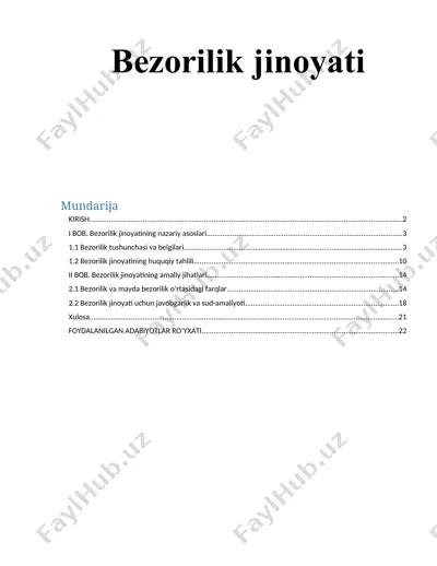 bezorilik jinoyati — DOCX