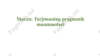 tarjimaning pragmatik muammolari — PPTX