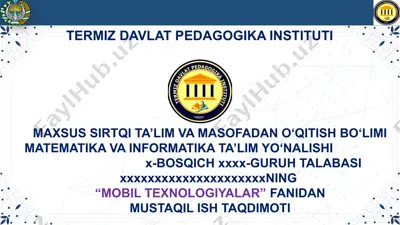 mobil texnologiyalarning texnik ta’minoti turlari — PPTX