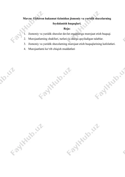 elektron hukumat tizimidan jismoniy va yuridik shaxslarning foydalanish huquqlari — DOCX