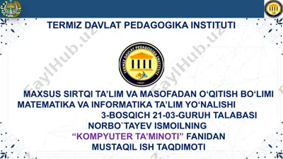 kompyuter grafikasi kompyuterning grafik imkoniyatlari va ularning turlari — PPTX