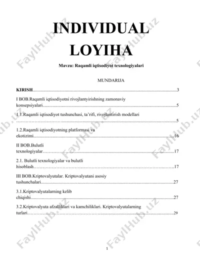 raqamli iqtisodiyot texnologiyalari — DOCX