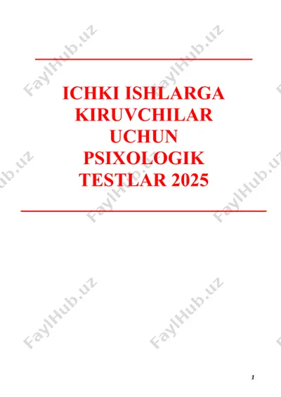 ichki ishlarga kiruvchilar uchun  psixologik  testlar 2025 — DOCX