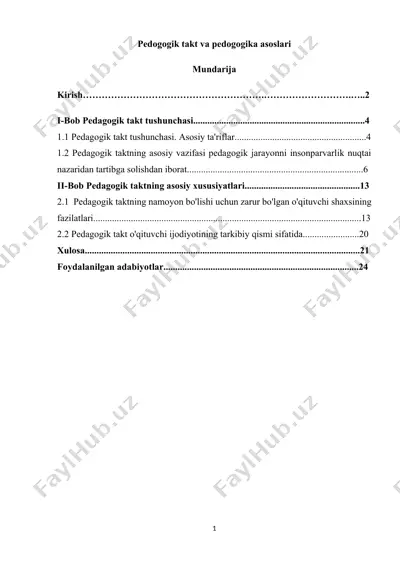 pedogogik takt va pedogogika asoslari — DOCX