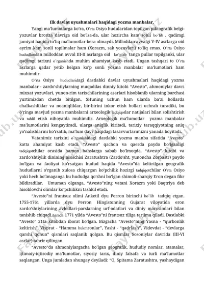 ilk davlat uyushmalari haqidagi yozma manbalar. — DOCX