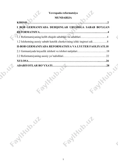 yevropada reformatsiya — DOCX