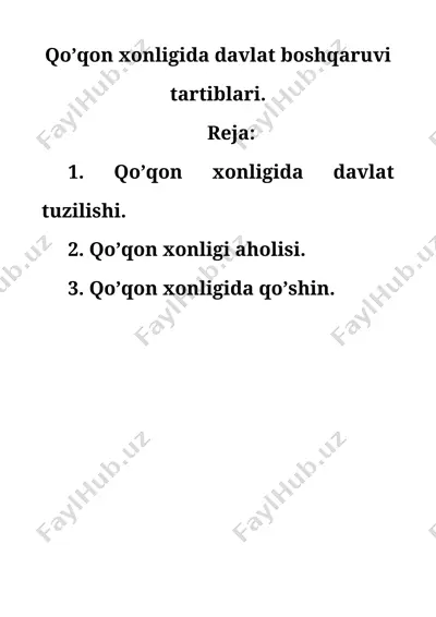 qo’qon xonligida davlat boshqaruvi tartiblari — DOCX