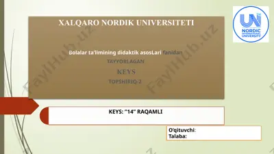 bolalar ta'limi didaktik asoslari fanidan topshiriqlar — PPTX