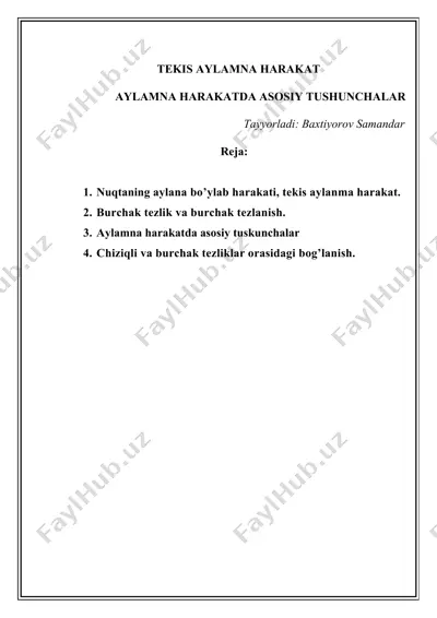 tekis aylamna harakat — DOCX