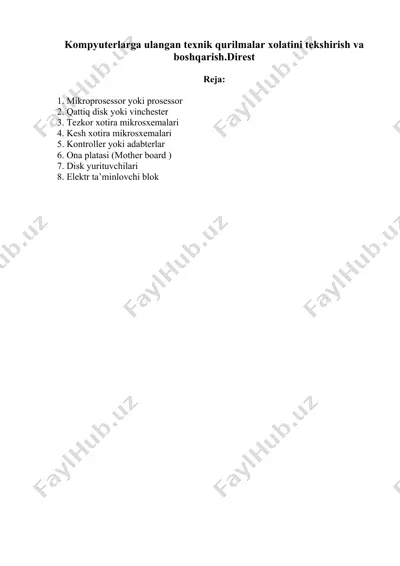 kompyuterlarga texnik qurilmalar boshqarish — DOCX