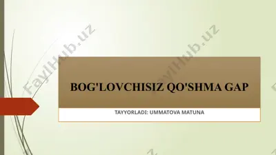 bog'lovchisiz qo'shma gaplar va tinish belgilari — PPTX