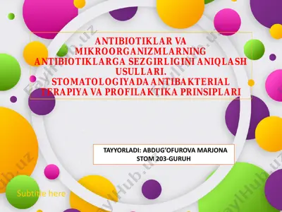 antibiotiklar va mikroorganizmlarning antibiotiklarga sezgirligini aniqlash usullari. — PDF