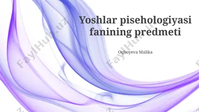 yoshlar psixologiyasining predmeti — PPTX