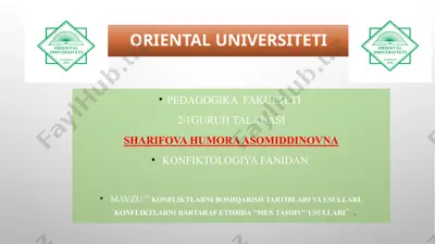 konfliktlarni boshqarish tartiblari va usullari — PPTX