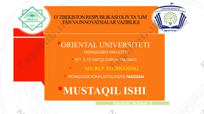pedagogik konfliktologiyaning paydo bo`lishi va rivojlanishi. — PPTX