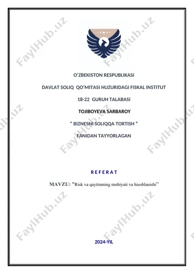 "biznesni soliqqa tortish" — DOCX