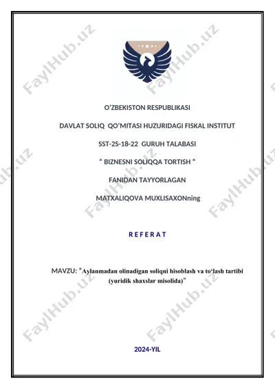 matxaliqova muxlisaxonning referat — DOCX