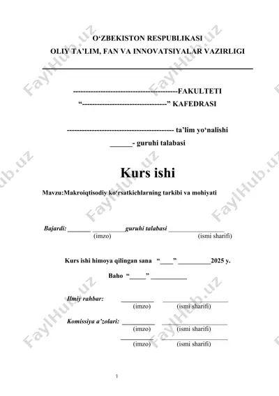 makroiqtisodiy ko‘rsatkichlarning tarkibi va mohiyati kurs ishi — DOCX