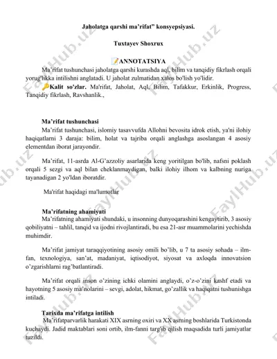 ma’rifatga qarshi jaholat konsyepsiyasi — DOCX