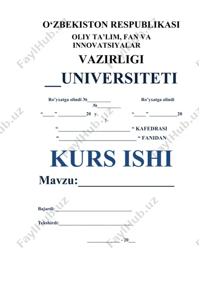 kurs ishi: sharof rashidovning hayot yo‘li va davlat boshqaruvidagi o‘rni — DOCX