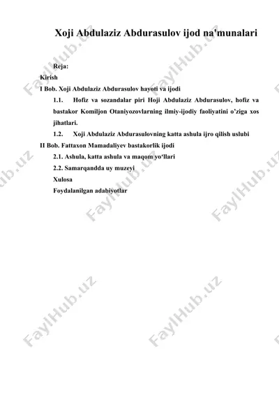 xoji abdulaziz abdurasulov ijod namunalari — DOCX