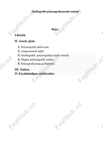 ossillografik polyarografiya analiz metodi — DOCX