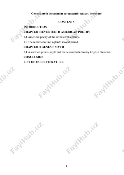genesis myth and seventeenth-century literature course paper — DOCX