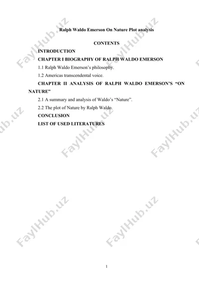ralph waldo emerson on nature plot analysis — DOCX