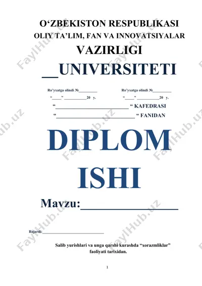malaakaviy bitiruv ishi: "salib yurishlari va unga qarshi kurashda xorazmliklar faoliyati tarixidan" — DOCX