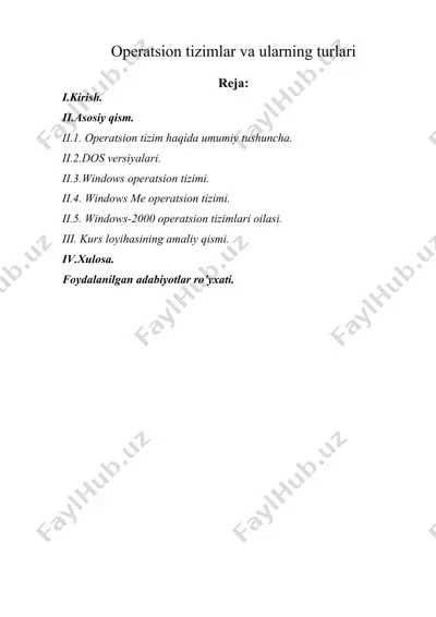 operatsion tizimlar va ularning turlari — DOC