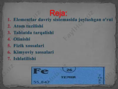 temir haqida taqdimot — PPTX