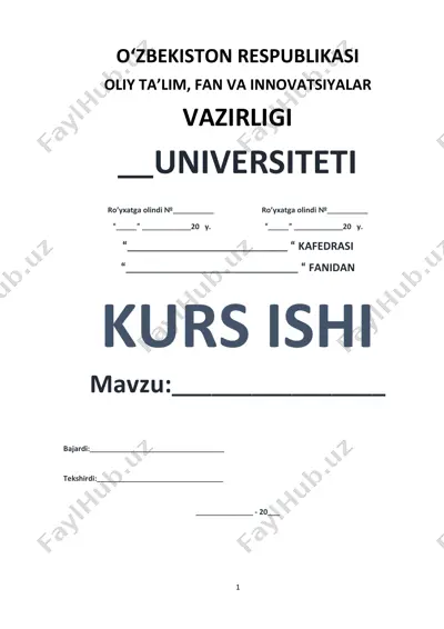 kichik biznes va xususiy tadbirkorlik faniga oid kurs ishi — DOCX