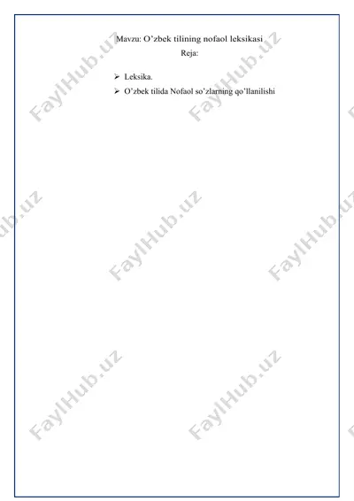 o’zbek tilining nofaol leksikasi — DOCX